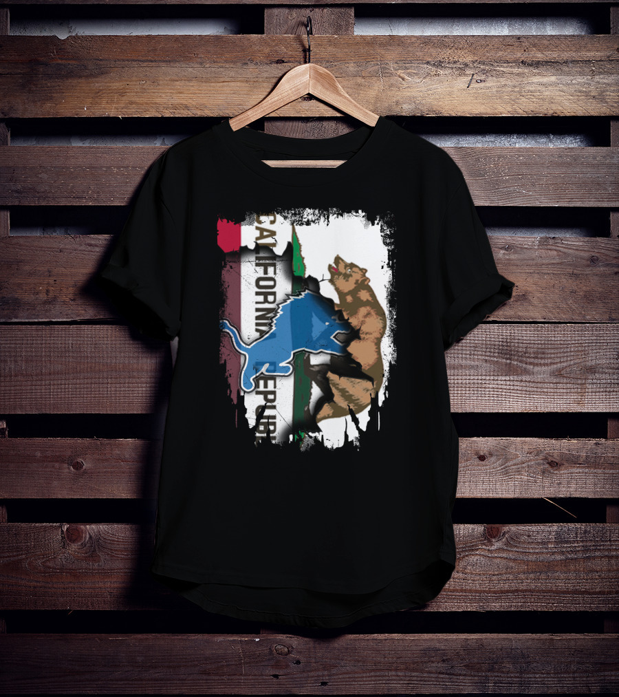 California Republic With Blue Lion And Bear T-Shirt