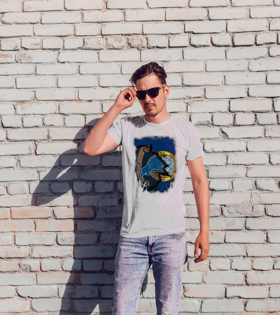 Idaho State Seal With Detroit Lions Collaboration T-Shirt