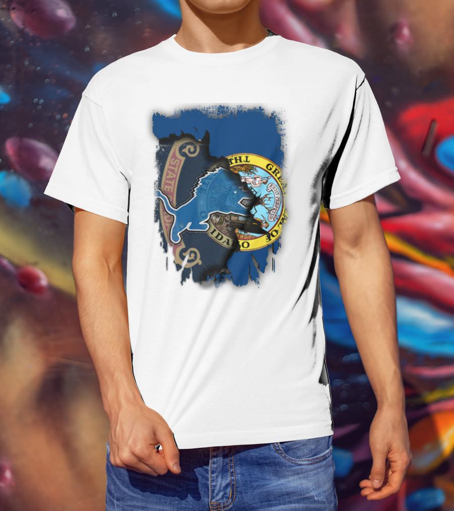 Idaho State Seal With Detroit Lions Collaboration T-Shirt