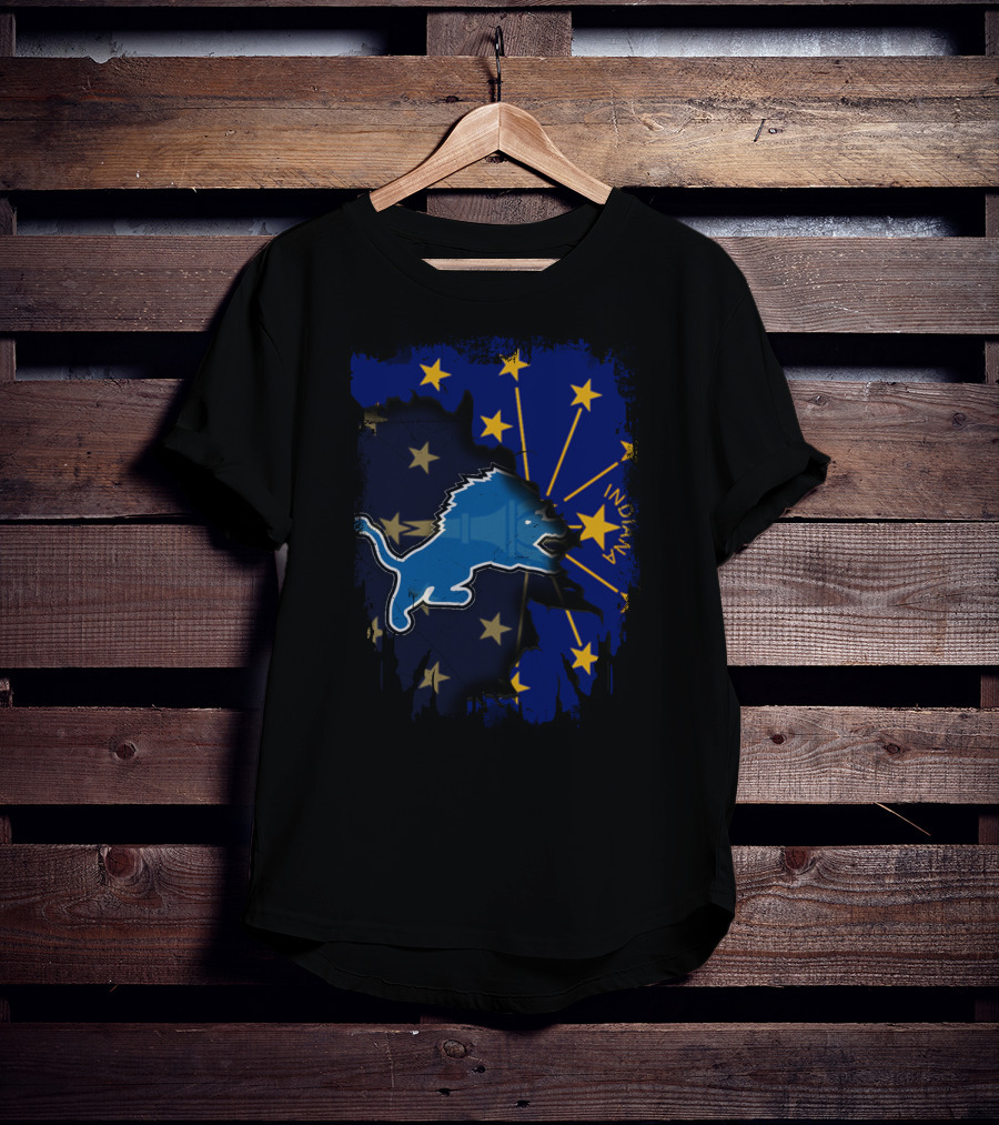 Indiana Lions Emblem With State Flag Stars T-Shirt