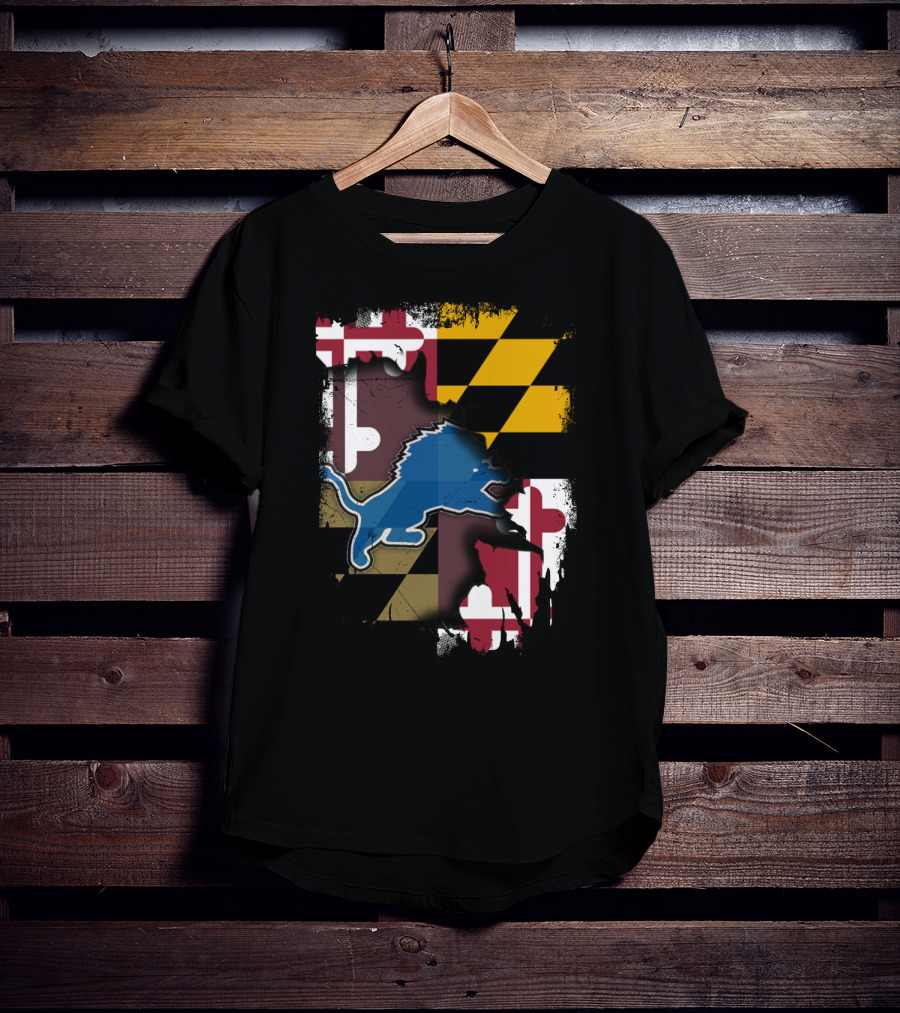 Maryland State Pride With Detroit Lions Team Spirit T-Shirt