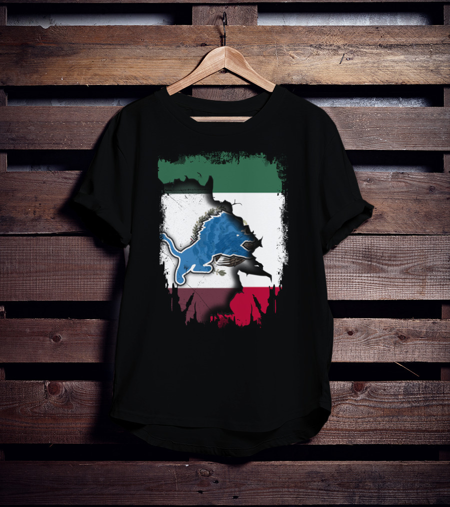 Together Mexico Detroit Lions Flag Fusion T-Shirt