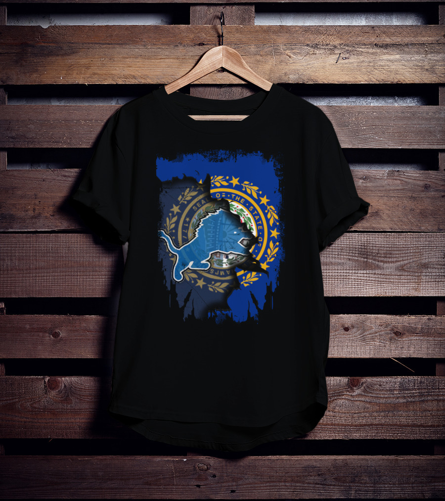 New Hampshire State Seal With Detroit Lions T-Shirt