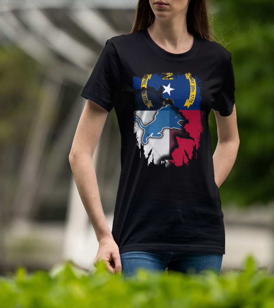 North Carolina Flag With Blue Lion T-Shirt