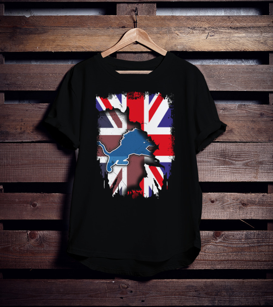 United Kingdom Flag With Blue Lion Emblem T-Shirt
