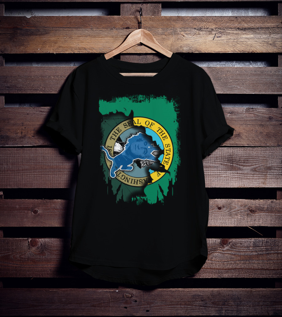 Washington State Seal And Blue Lion Together T-Shirt