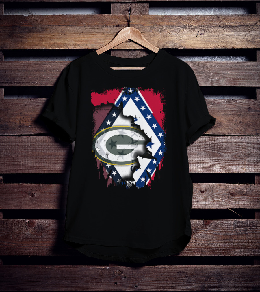 Together Arkansas Green Bay Packers Flag Fusion T-Shirt