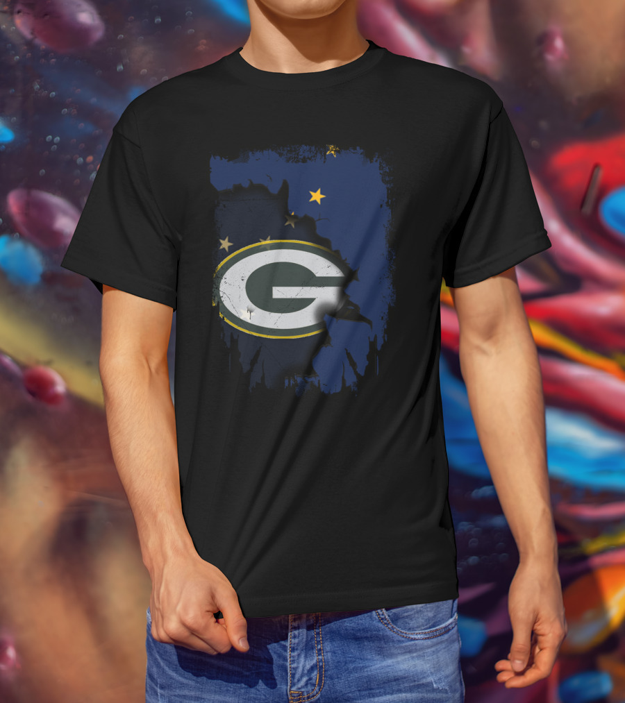 Alaska And Packers United With Green Bay Logo And Stars T-Shirt