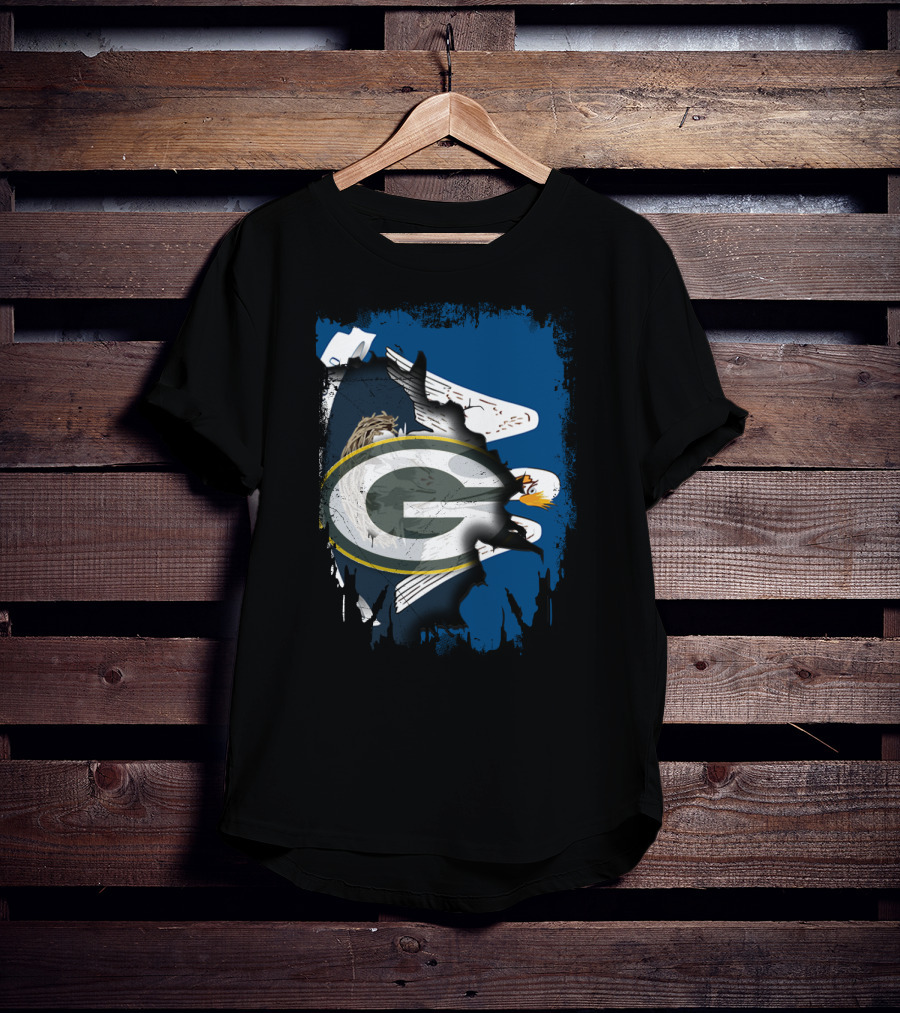 Together Louisiana With Packers And Eagle Football Fusion T-Shirt