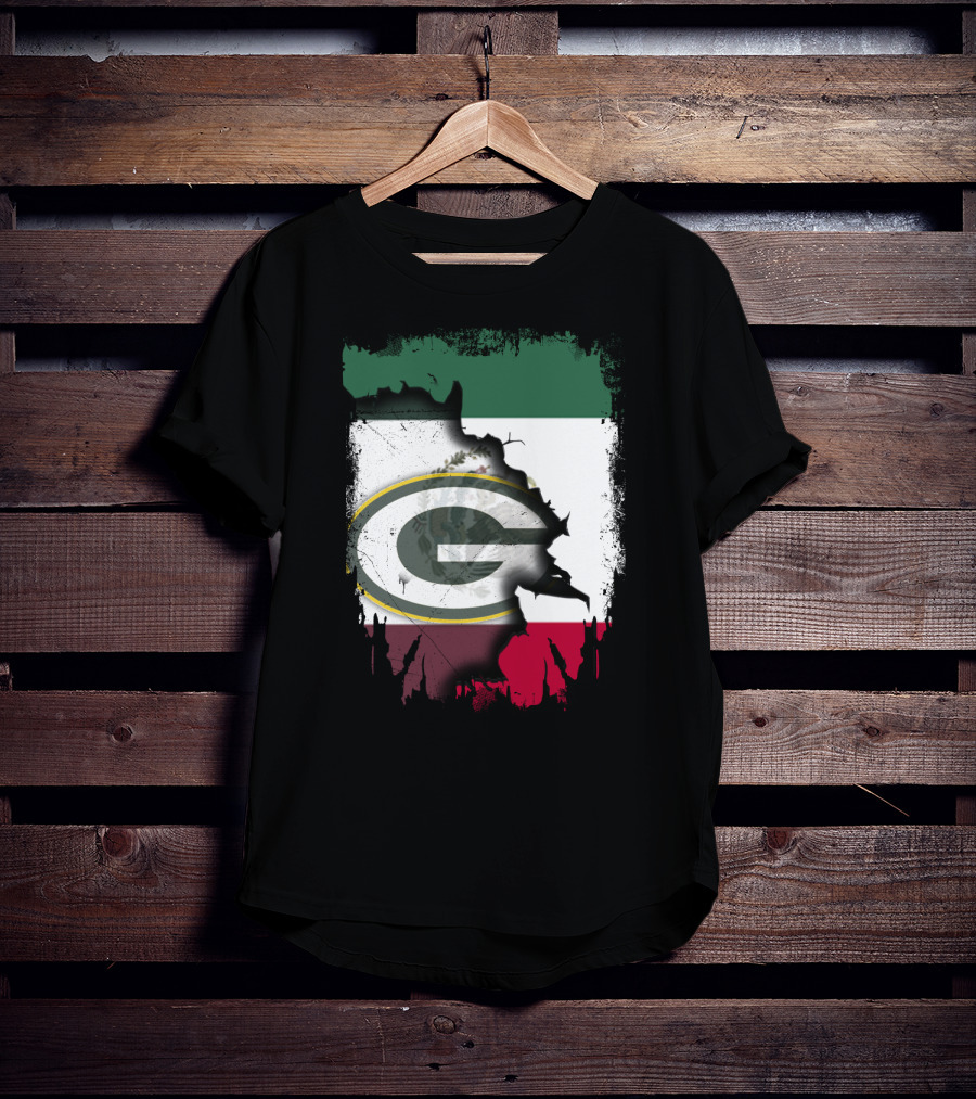Mexico Flag With Green Bay Packers T-Shirt