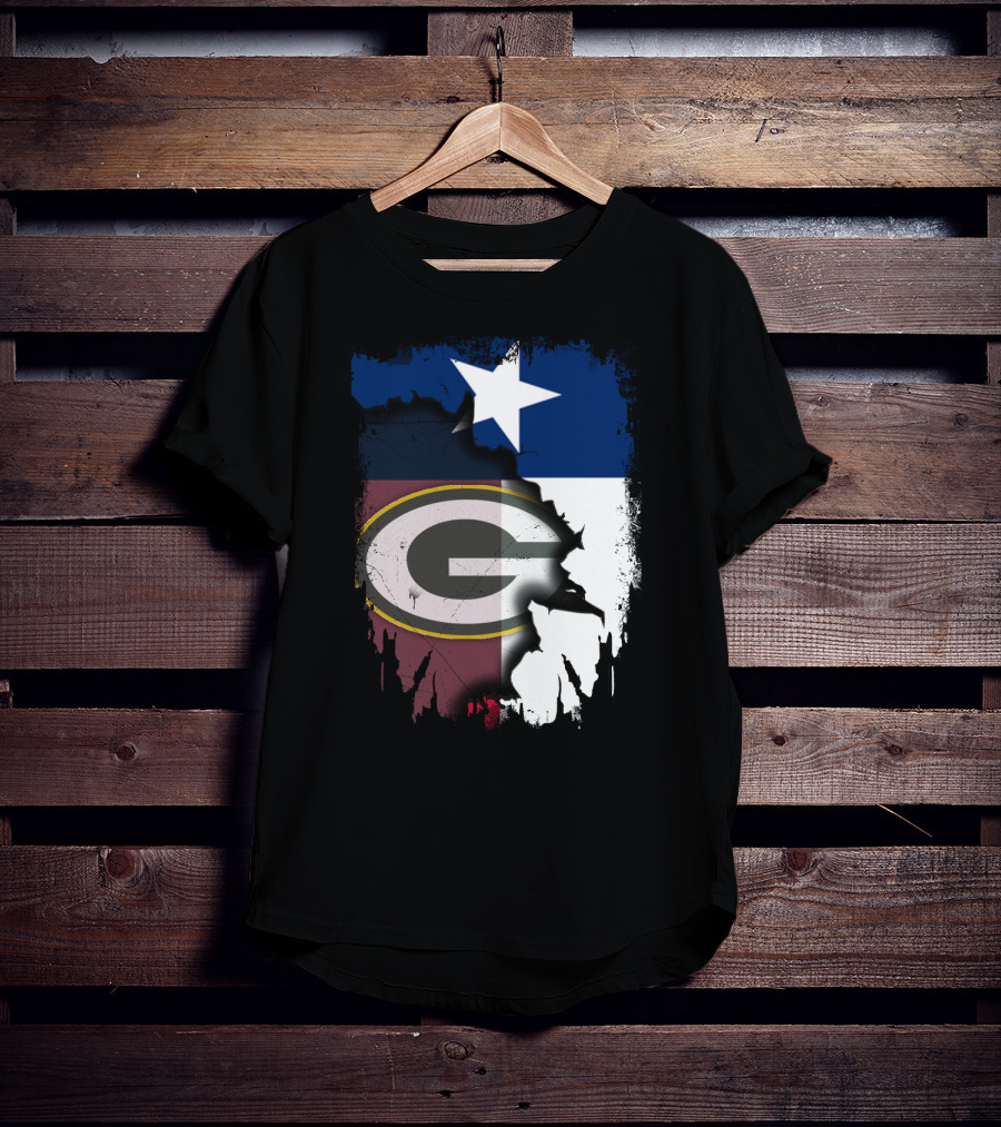Together Texas Green Bay Packers Star Lone Star Flag T-Shirt