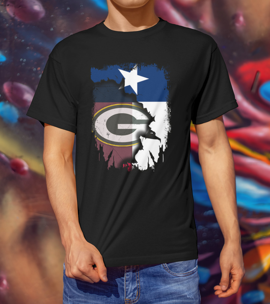 Together Texas Green Bay Packers Star Lone Star Flag T-Shirt