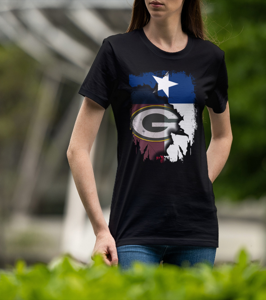 Together Texas Green Bay Packers Star Lone Star Flag T-Shirt