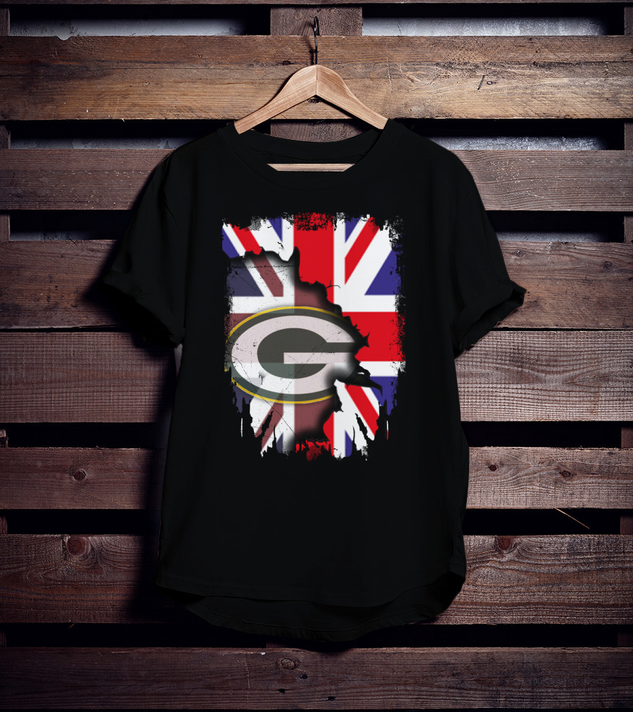 United Kingdom Union Jack With Green Bay Packers T-Shirt