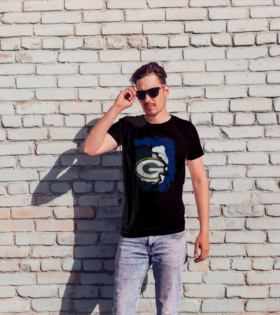 Wyoming State And Green Bay Packers Fusion T-Shirt