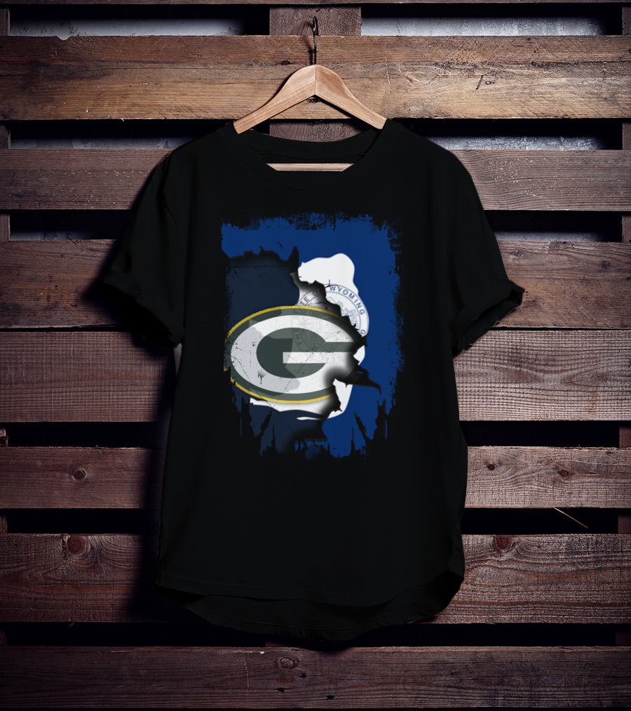 Wyoming State And Green Bay Packers Fusion T-Shirt
