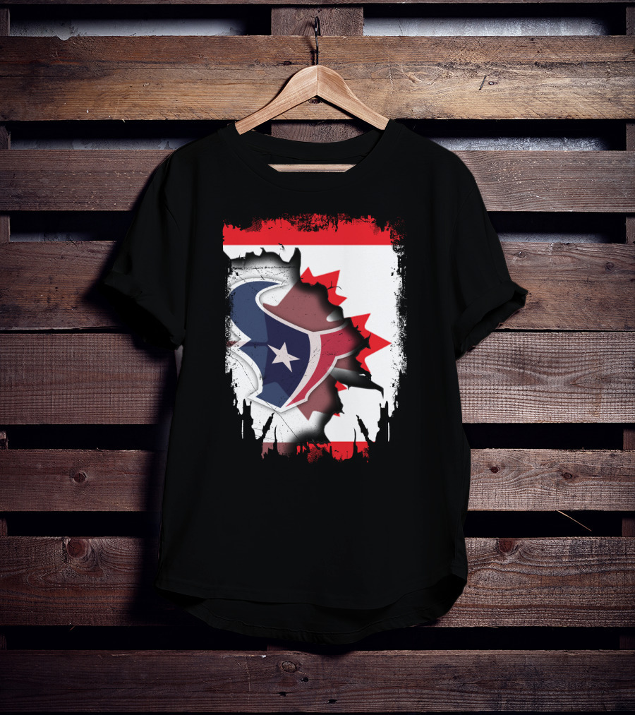 Together Canada With Texans Houston Football Emblem And Canadian Flag Integration T-Shirt