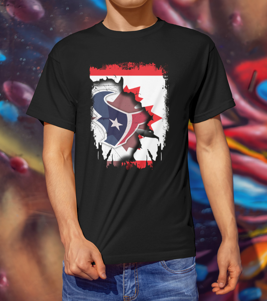 Together Canada With Texans Houston Football Emblem And Canadian Flag Integration T-Shirt