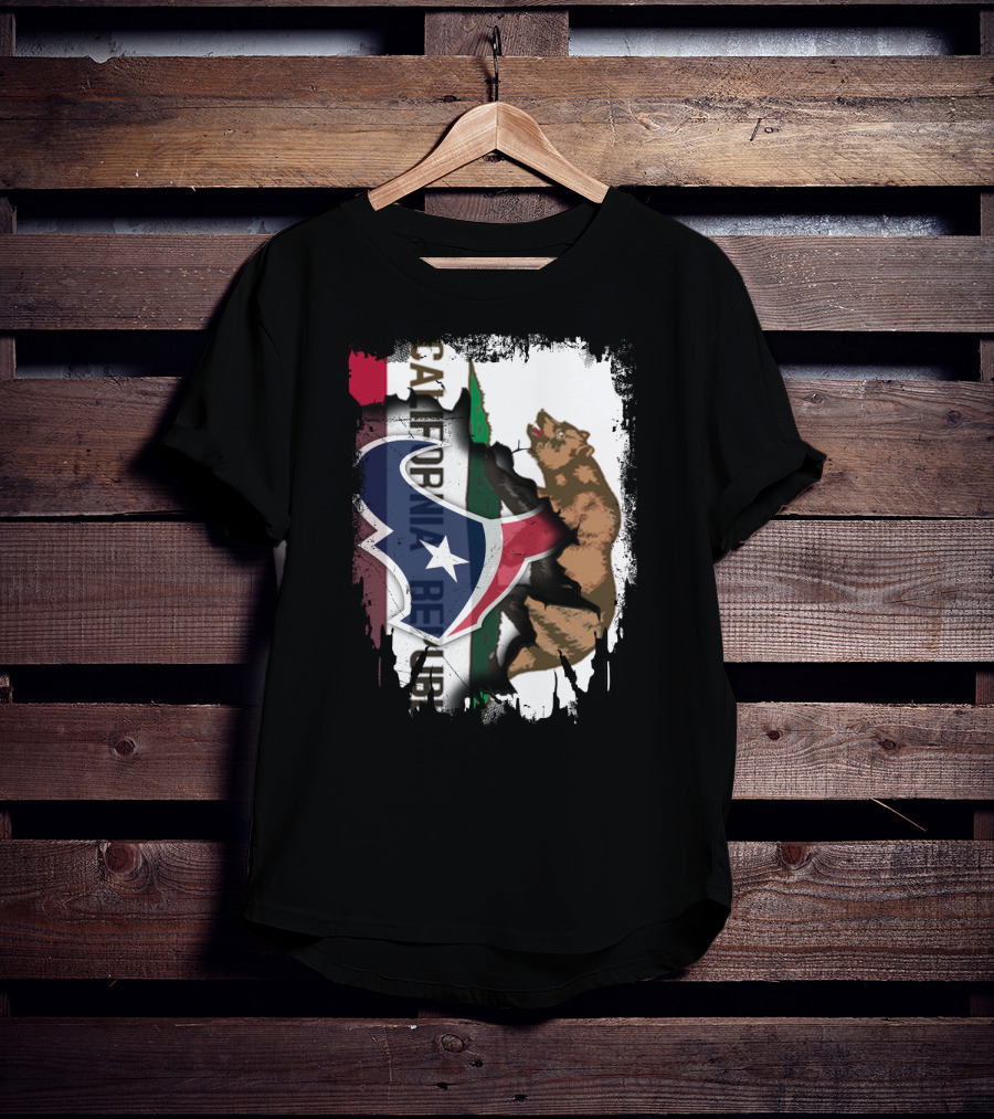 California Republic Meets Texas Emblem With Bear And Lone Star Fusion T-Shirt