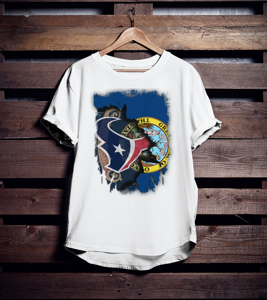 Idaho State Seal And Houston Texans Logo Fusion T-Shirt