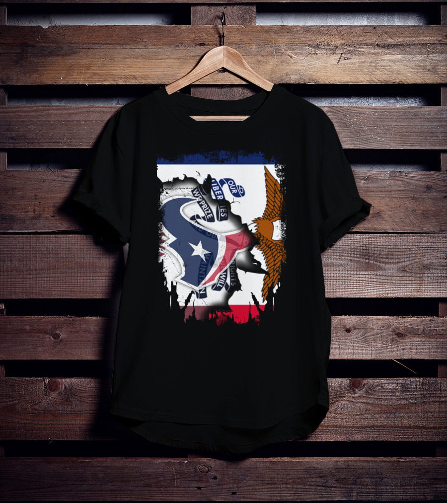 Iowa Flag And Texas Texans Symbol Unity T-Shirt
