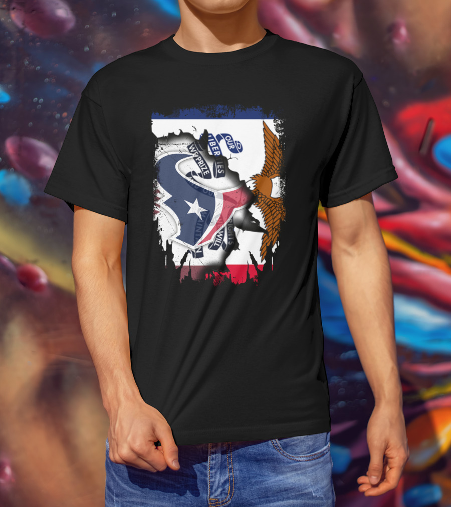 Iowa Flag And Texas Texans Symbol Unity T-Shirt