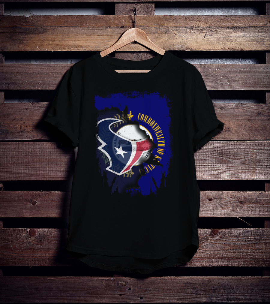 Commonwealth Of Kentucky With Texas Football Emblem T-Shirt