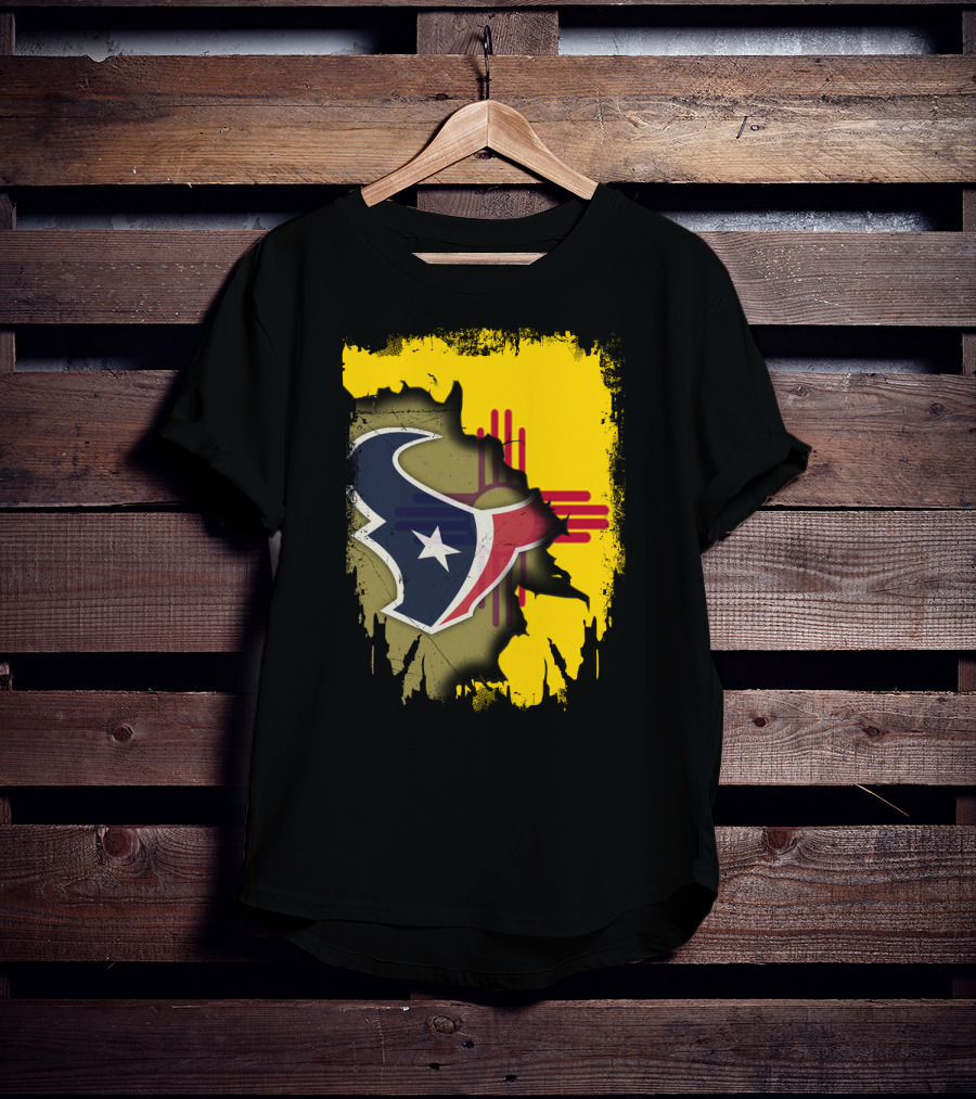 New Mexico And Texas Unite With Texans Football Logo On Zia T-Shirt