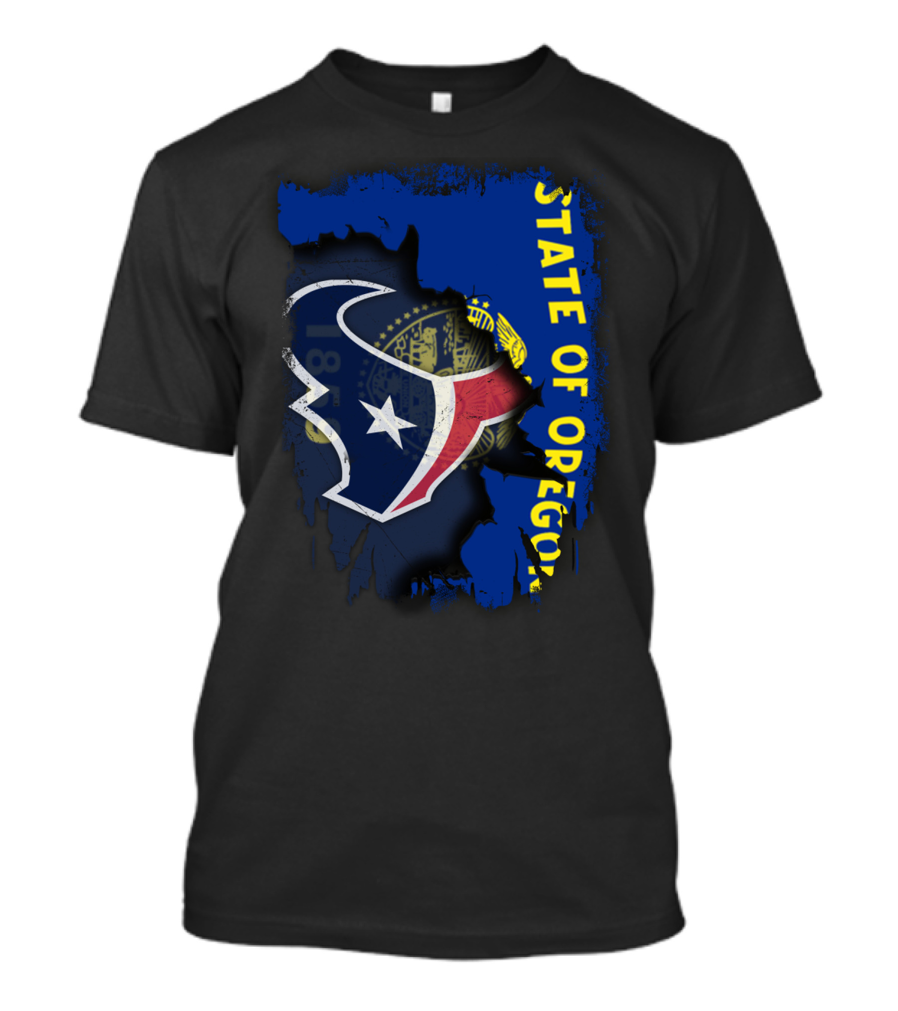 State Of Oregon With Texas Football Logo Fusion T-Shirt