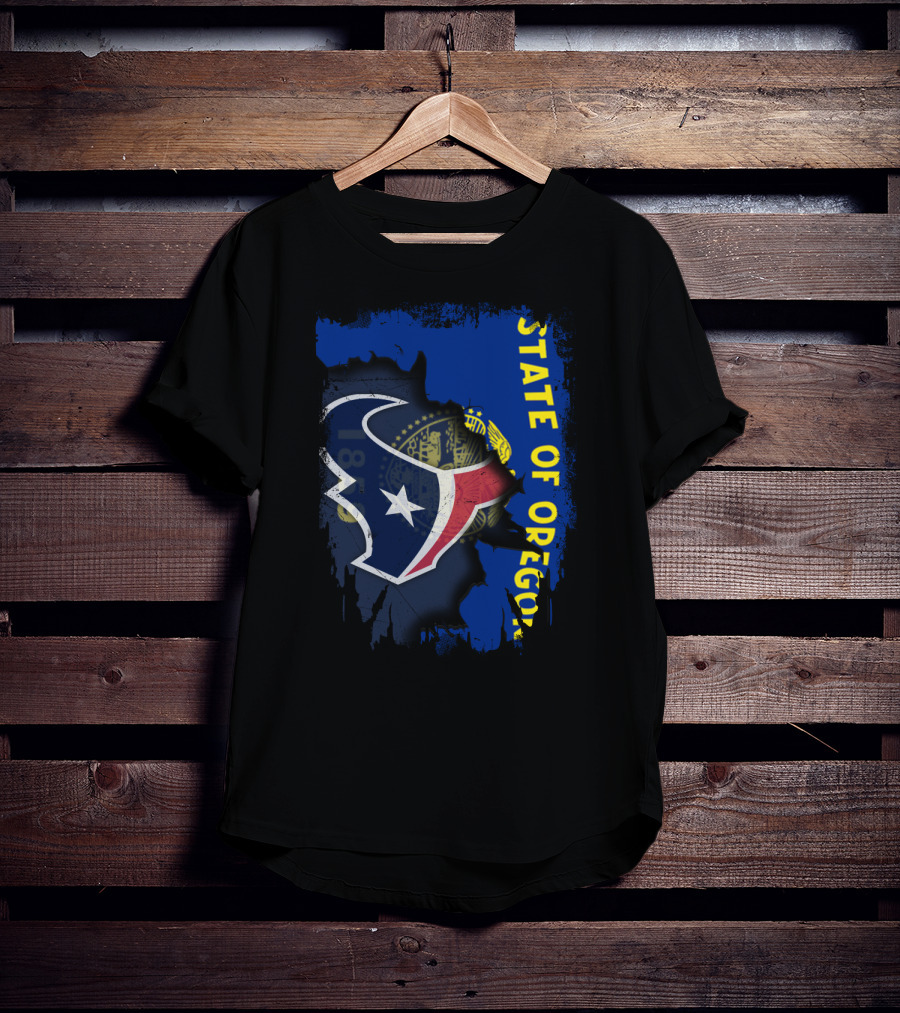 State Of Oregon With Texas Football Logo Fusion T-Shirt