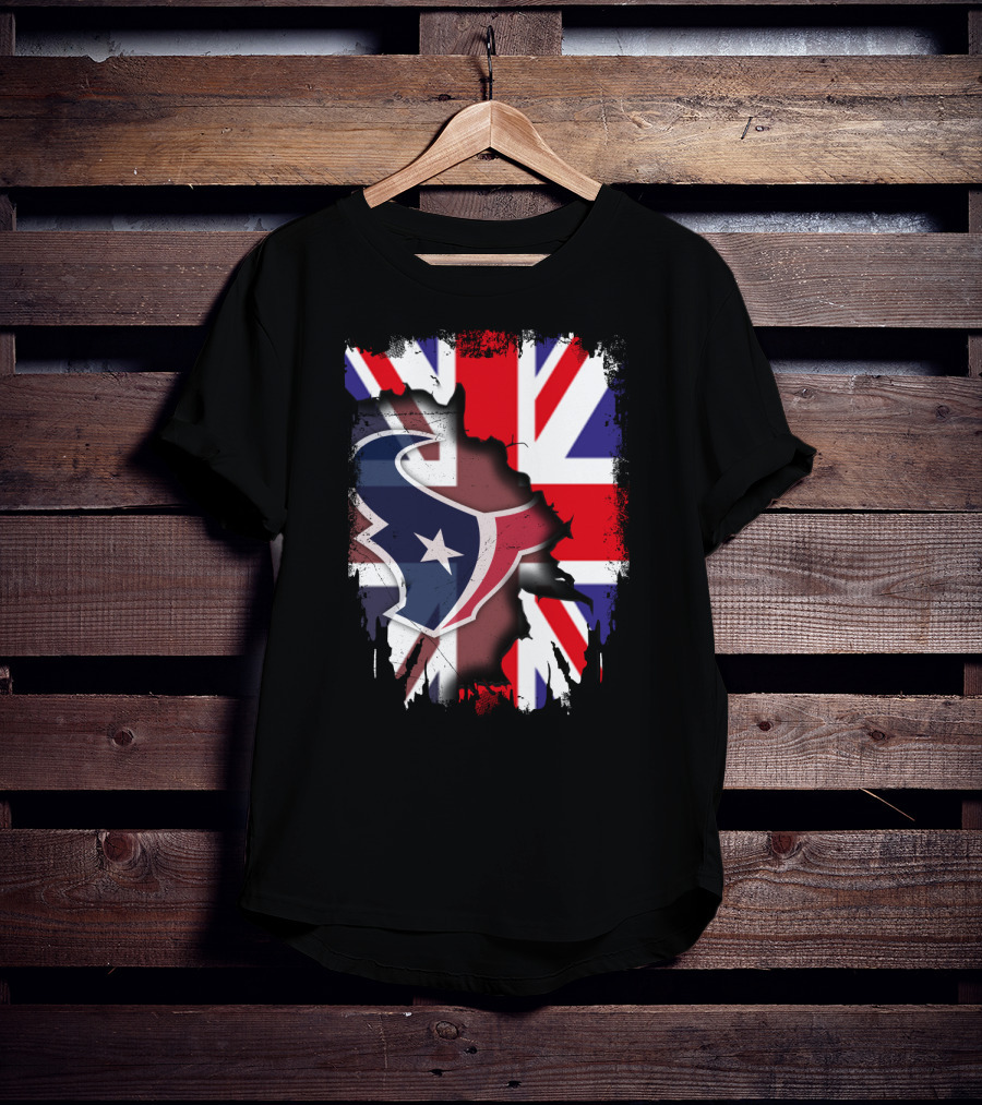 United Kingdom Flag With Texans Football Logo Fusion T-Shirt