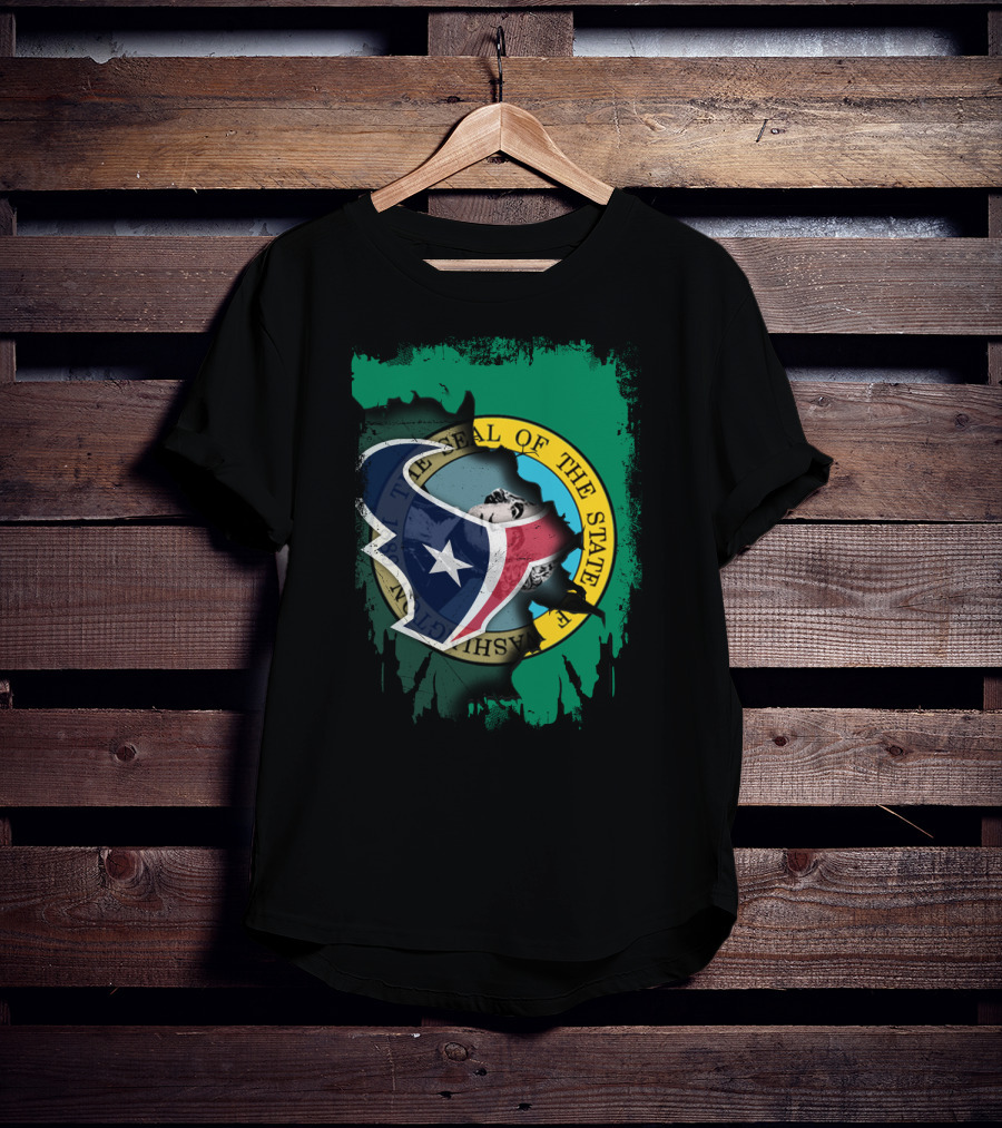 Washington State Seal Combined With Texans Logo Together T-Shirt