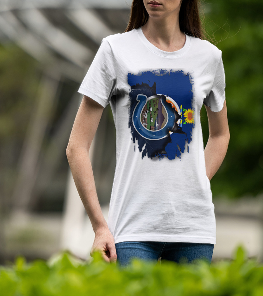 Kansas Colts Union With State Flag Sunflower T-Shirt