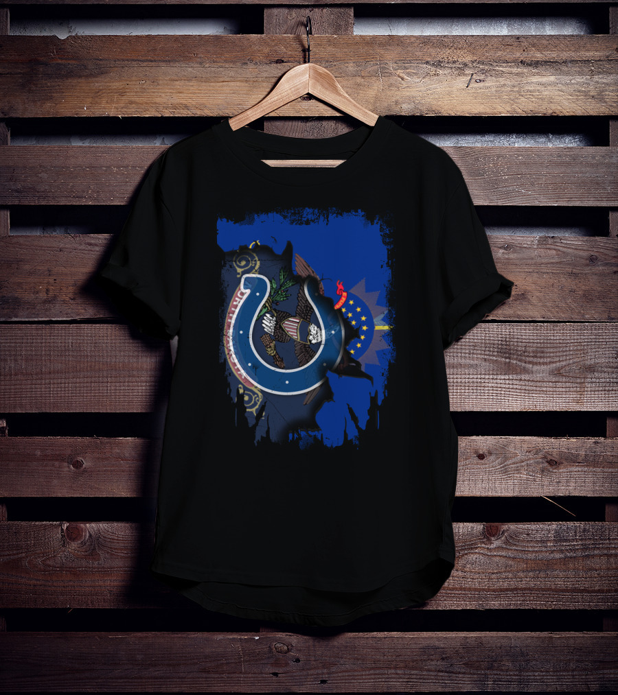 North Dakota Flag Overlay With Colts T-Shirt
