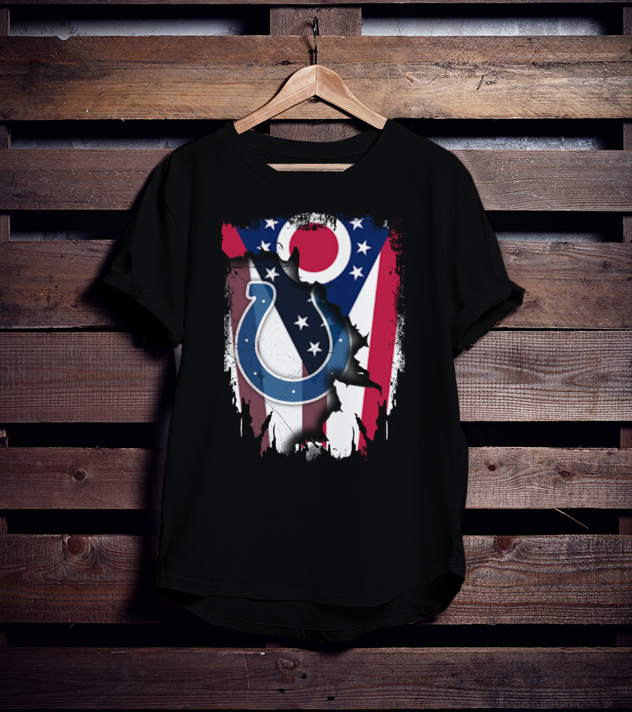 Together Ohio Flag With Colts Horseshoe T-Shirt