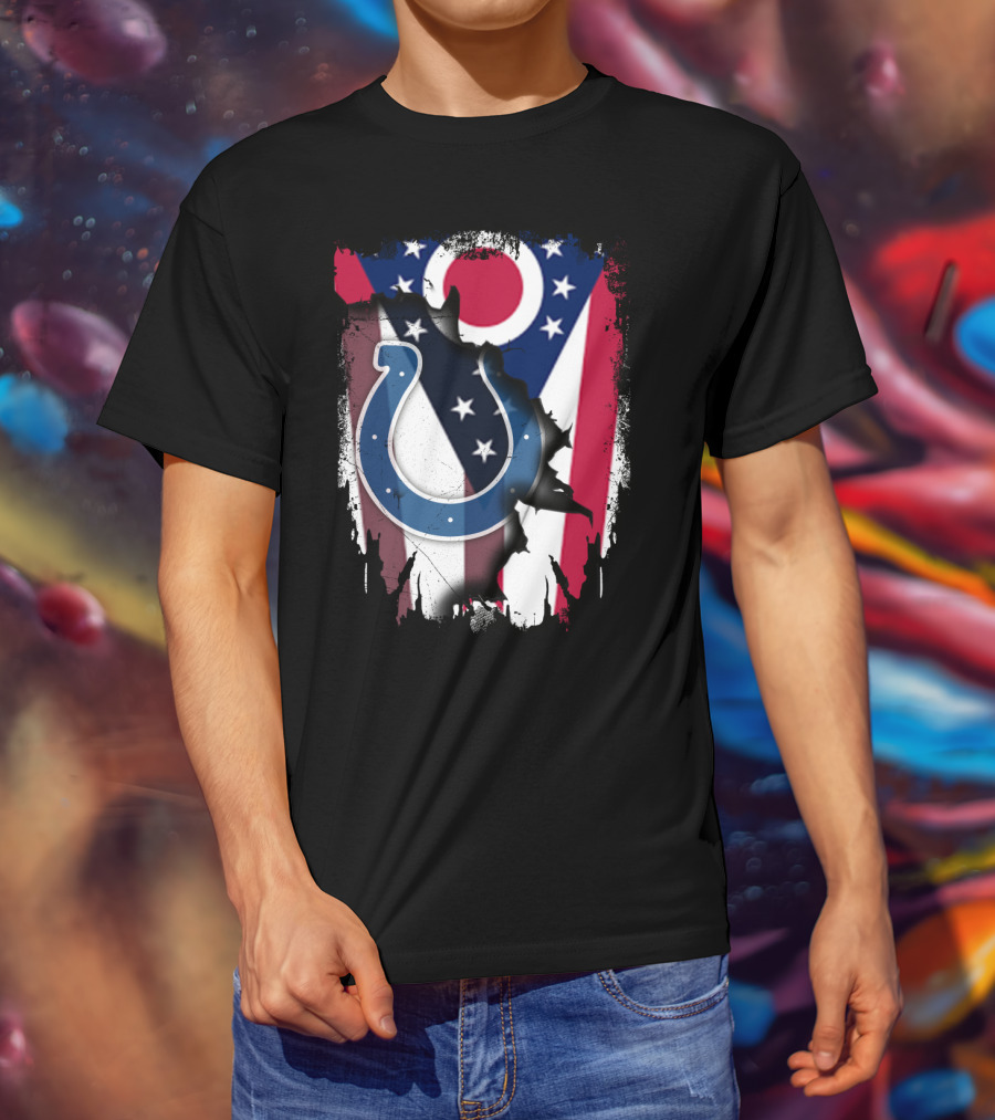 Together Ohio Flag With Colts Horseshoe T-Shirt