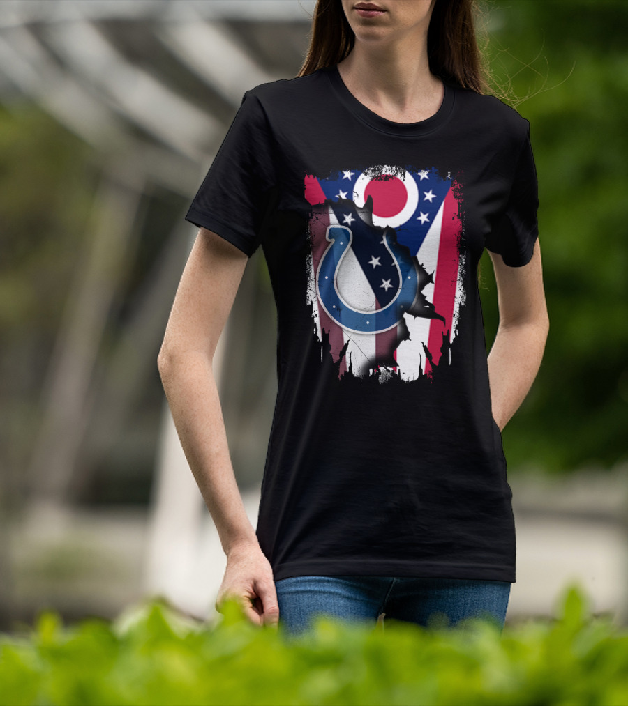 Together Ohio Flag With Colts Horseshoe T-Shirt