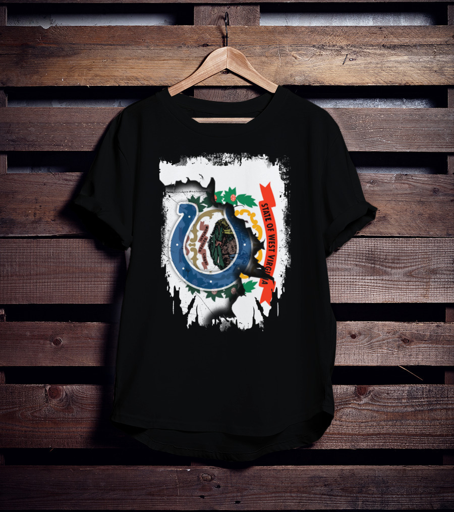 State Of West Virginia With Colts Horseshoe T-Shirt
