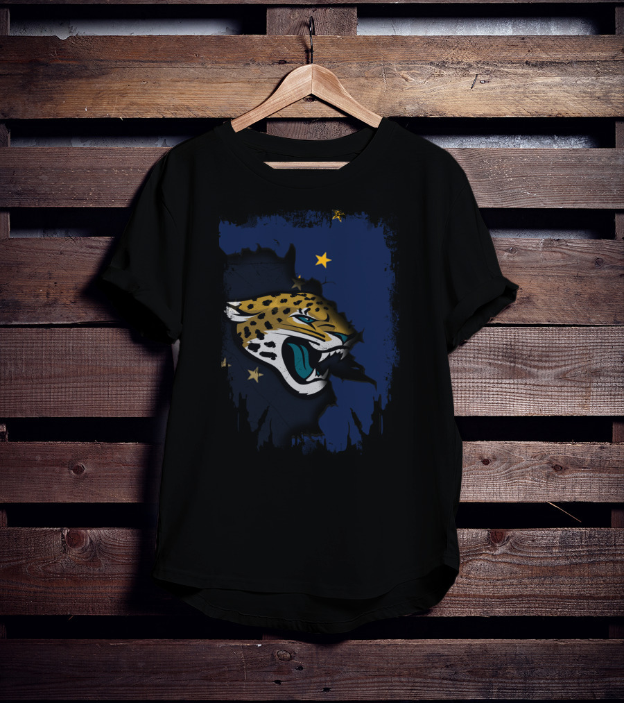 Together Alaska With Jaguars Alaska Flag Stars And Fierce Jaguar Head T-Shirt