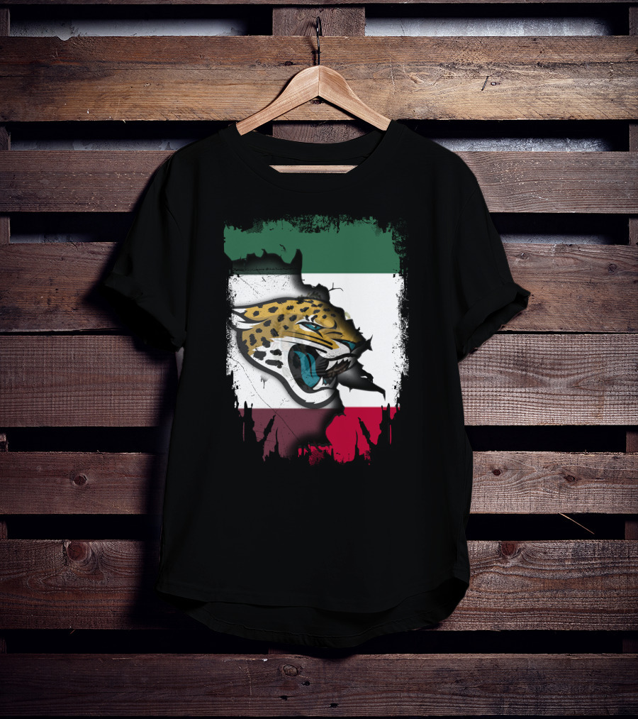 Together Mexico With Jaguars Flag And Fierce Face T-Shirt