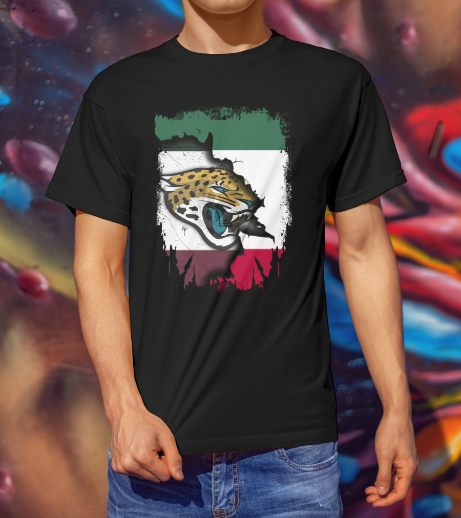 Together Mexico With Jaguars Flag And Fierce Face T-Shirt