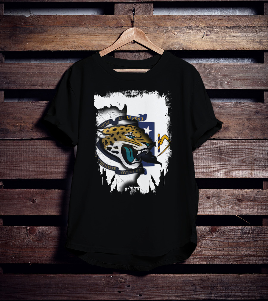 Massachusetts State Flag With Jaguar Head Emblem T-Shirt