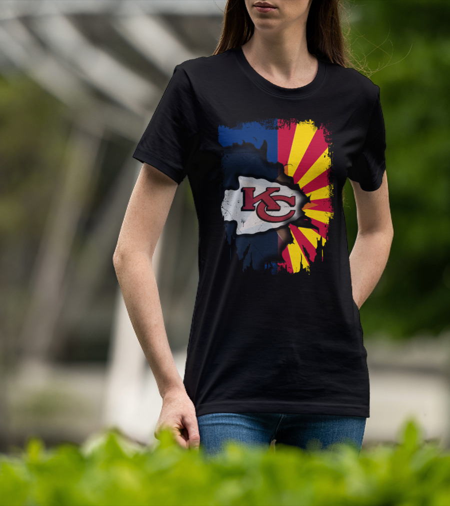 Arizona Sun With Kansas City Chiefs Logo Fusion T-Shirt