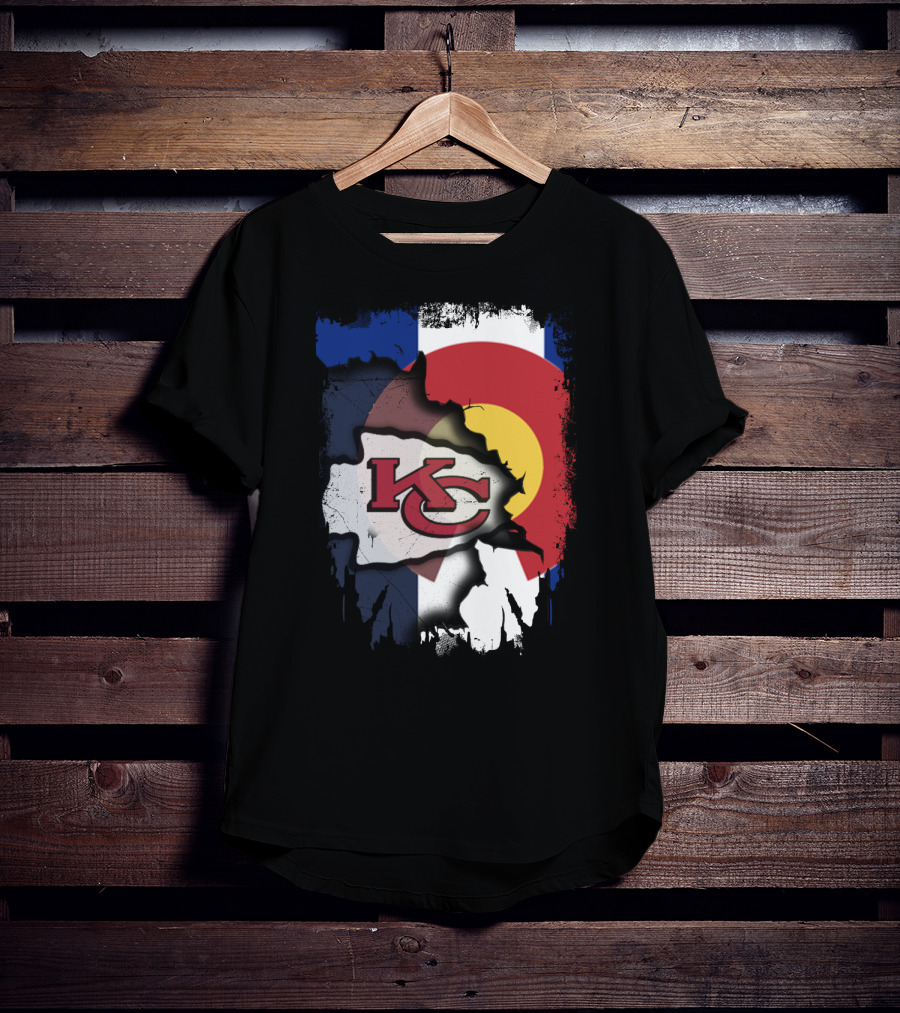 Colorado Pride With Kansas City Chiefs Logo Fusion T-Shirt