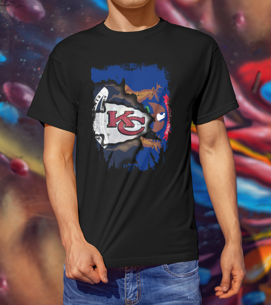 Michigan Flag And Kansas City Chiefs Logo Fusion T-Shirt