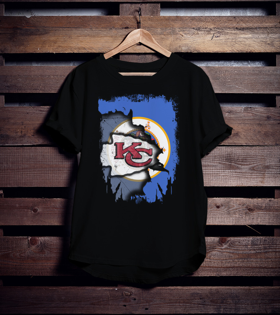 Minnesota Flag With Kansas City Chiefs T-Shirt
