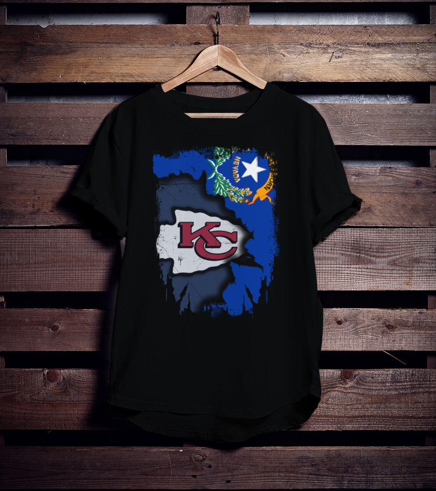 Nevada Proud With Kansas City Chiefs Logo And State Flag Elements T-Shirt
