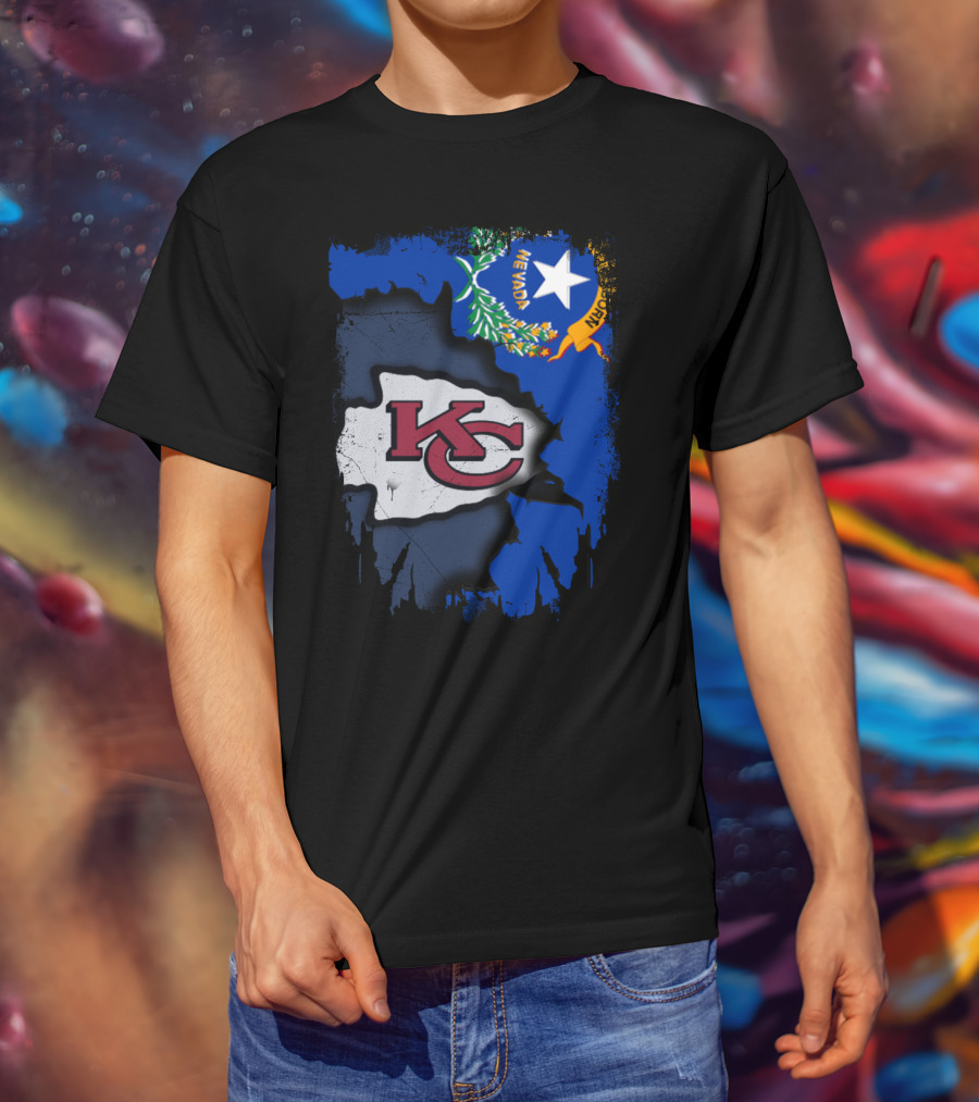 Nevada Proud With Kansas City Chiefs Logo And State Flag Elements T-Shirt