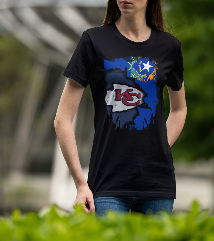 Nevada Proud With Kansas City Chiefs Logo And State Flag Elements T-Shirt