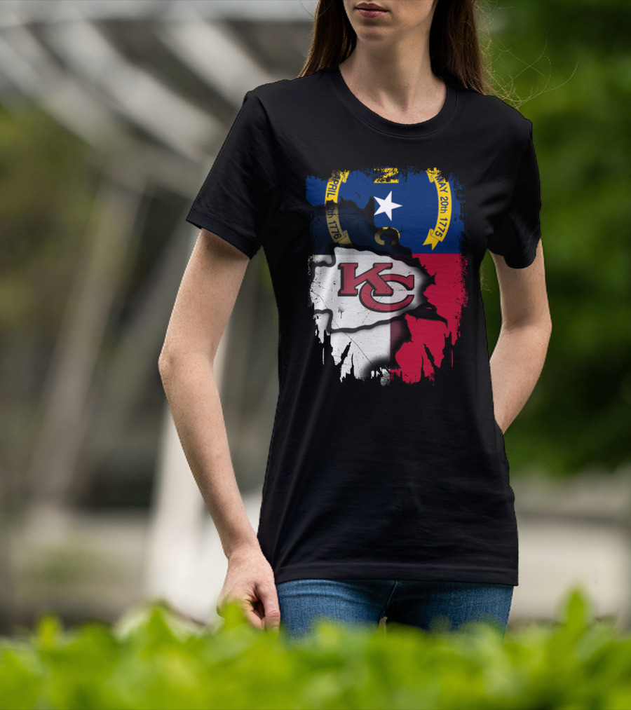 Together North Carolina Flag With Kansas City Chiefs T-Shirt
